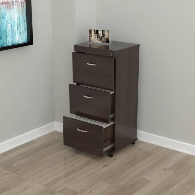 Wood Three Drawer Filing Cabinet - Espresso