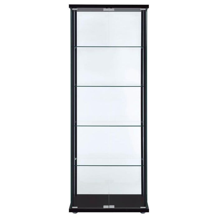 Delphinium - 5-Shelf Glass Curio Cabinet - Black And Clear - Simple Home Plus