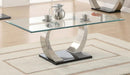 Pruitt - Glass Top Coffee Table - Clear And Satin - Simple Home Plus