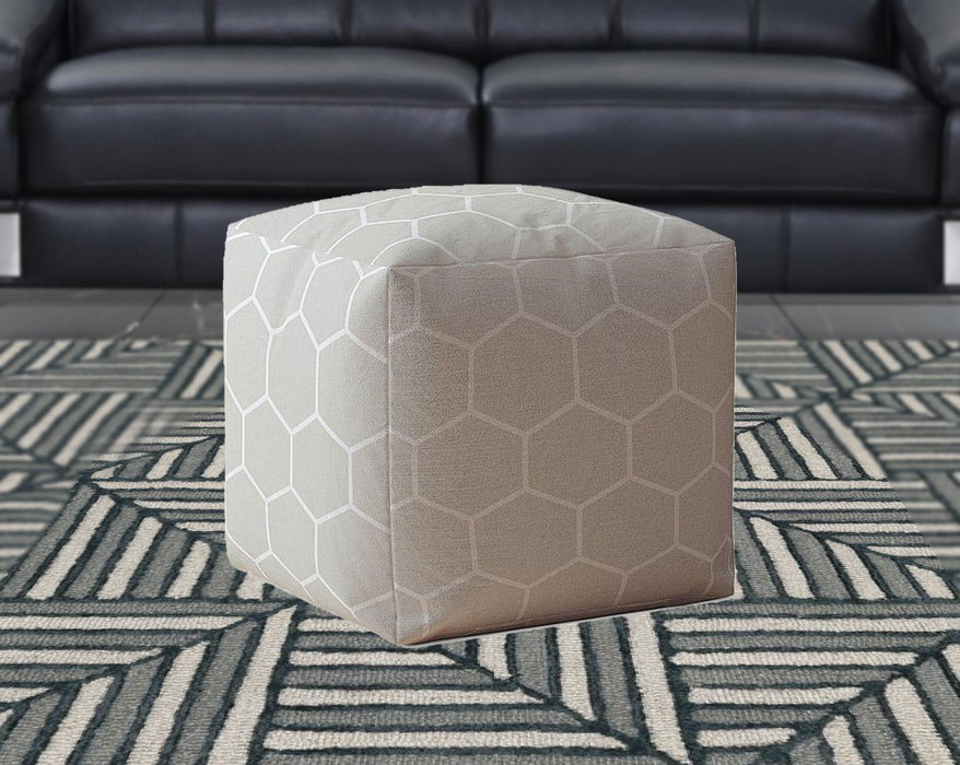 Cotton Geometric Pouf Cover - Gray