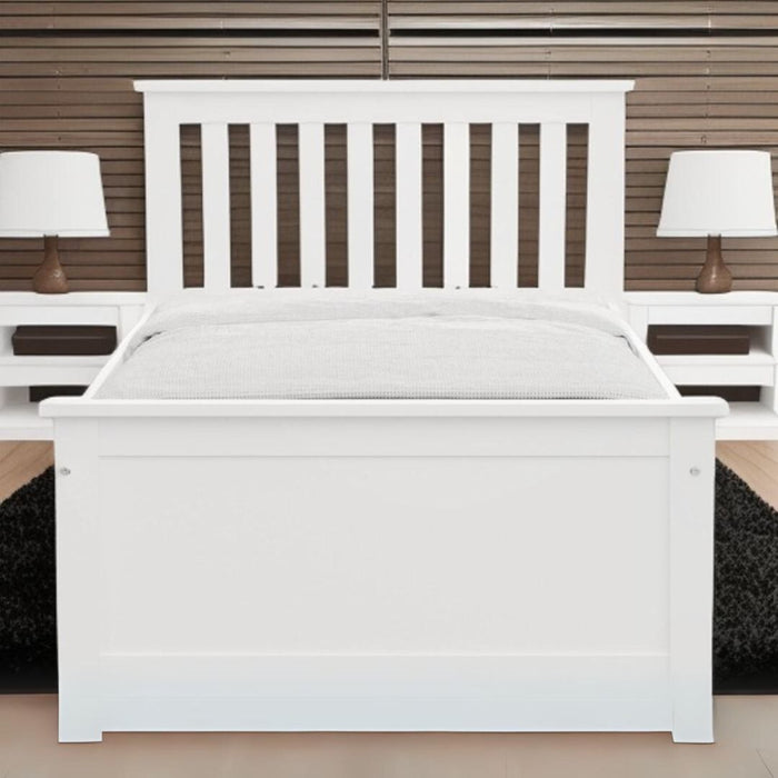 Solid Wood Twin Bed With Pull Out Trundle - White