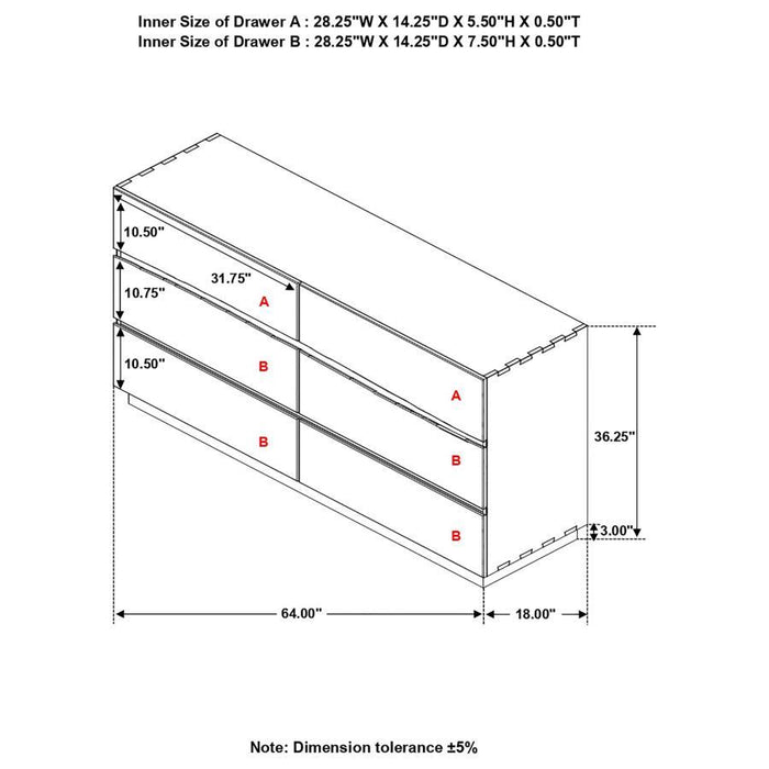 Winslow - 6-Drawer Dresser - Smokey Walnut And Coffee Bean - Simple Home Plus