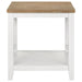 Hollis - Square Wood End Table With Shelf - Brown And White - Simple Home Plus