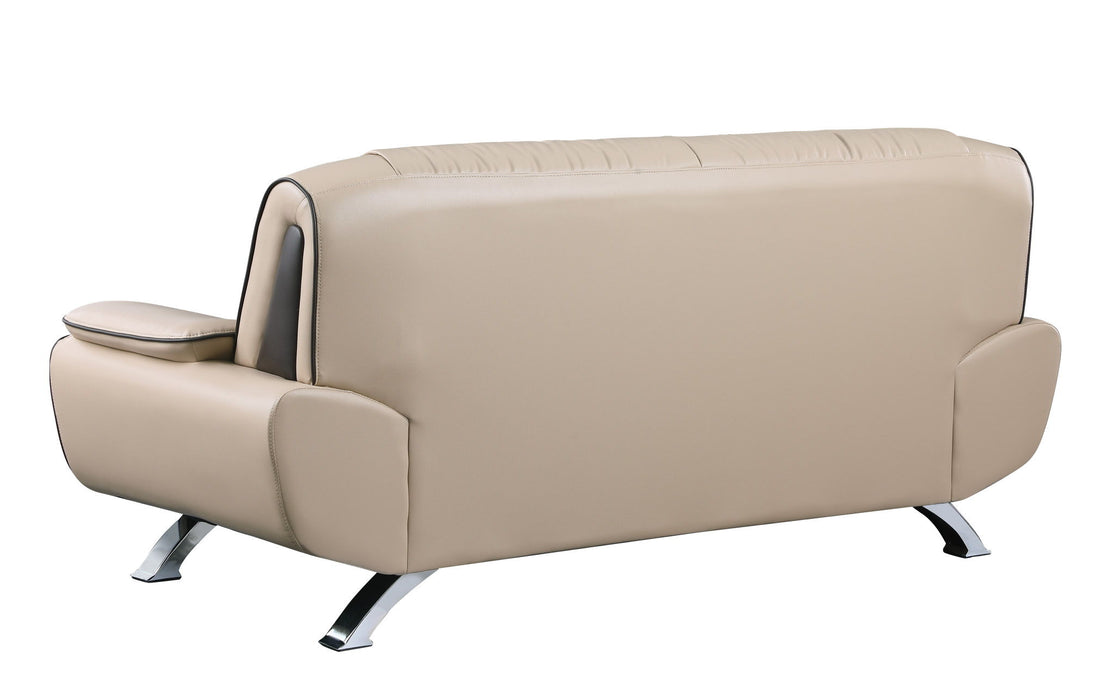 Sofa With Silver Legs Leather - Beige