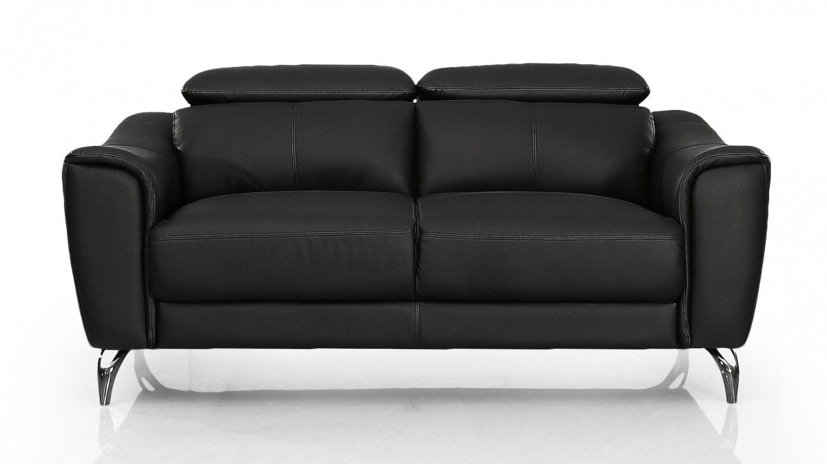 Urban Leather Adjustable Headrest Loveseat - Black