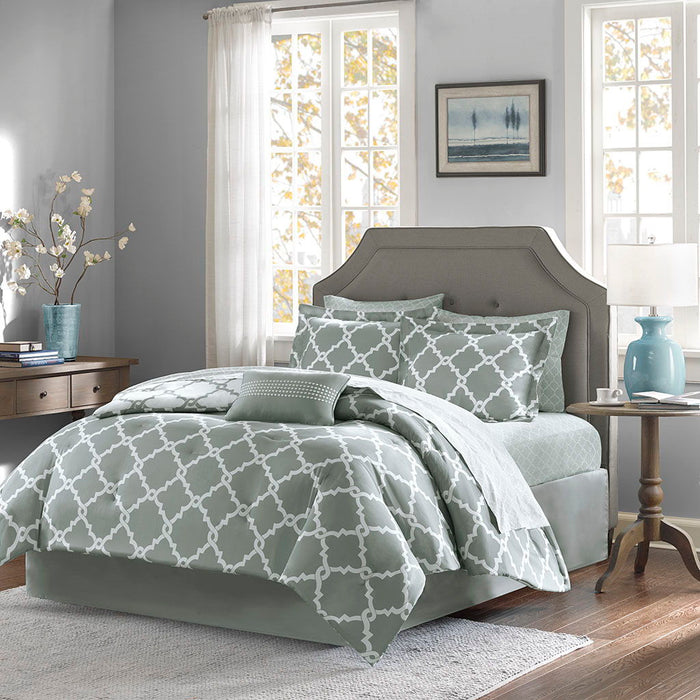 Merritt - Reversible Complete Comforter And Sheet Set - Gray