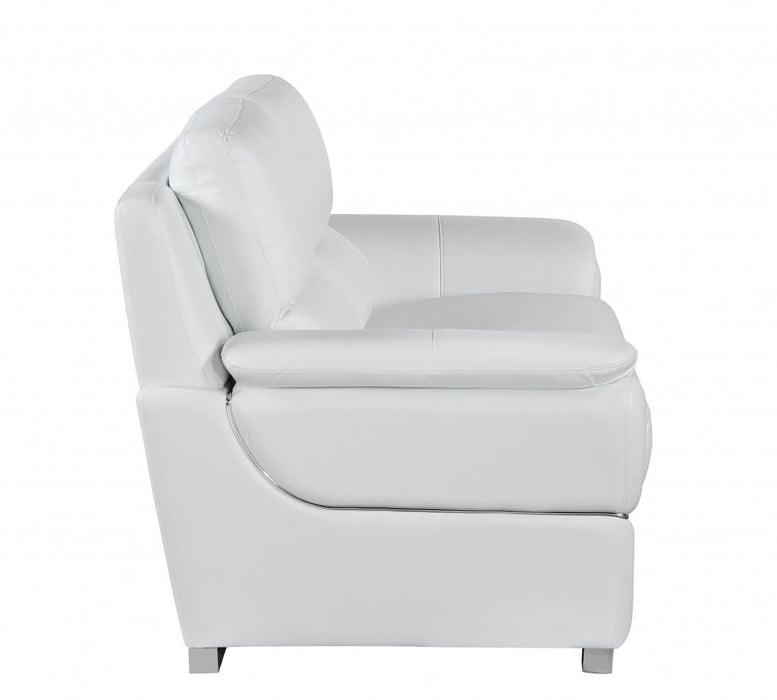 Leather Sofa - White / Silver