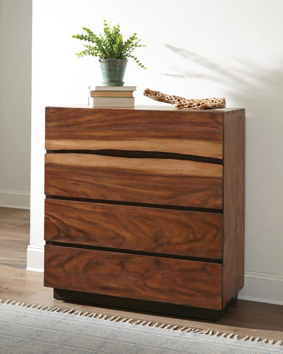 Winslow - 4-Drawer Chest - Smokey Walnut And Coffee Bean - Simple Home Plus