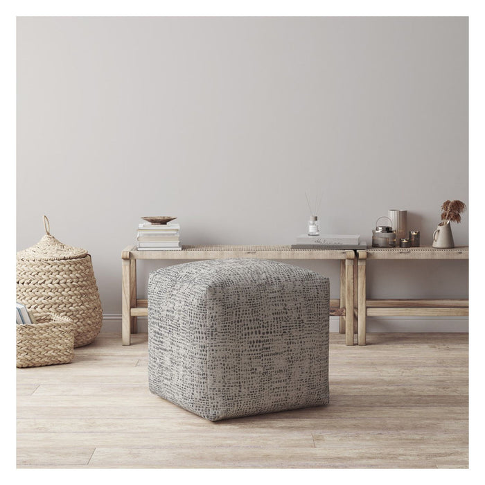 Canvas Abstract Pouf Cover - Black / Gray