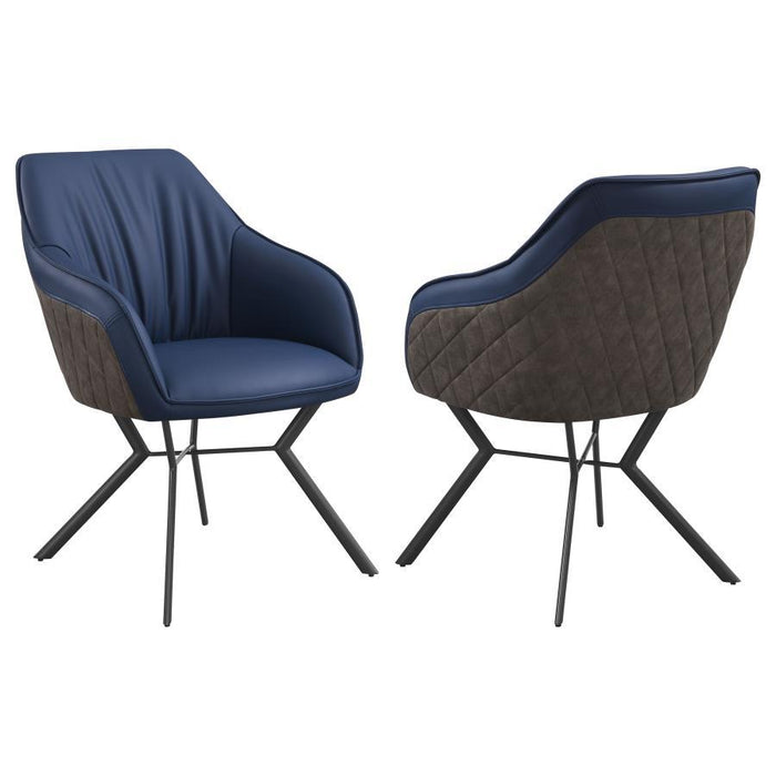 Mayer - Upholstered Tufted Side Chairs (Set of 2) - Blue And Brown - Simple Home Plus