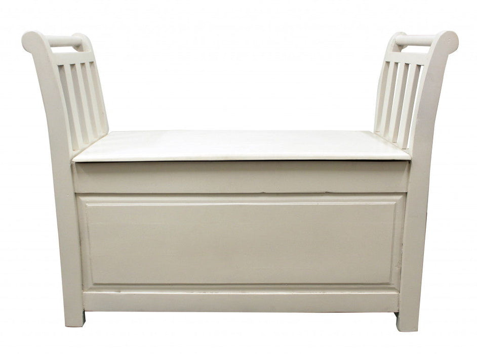 Solid Wood Entryway Bench With Flip Top And High Sides - White