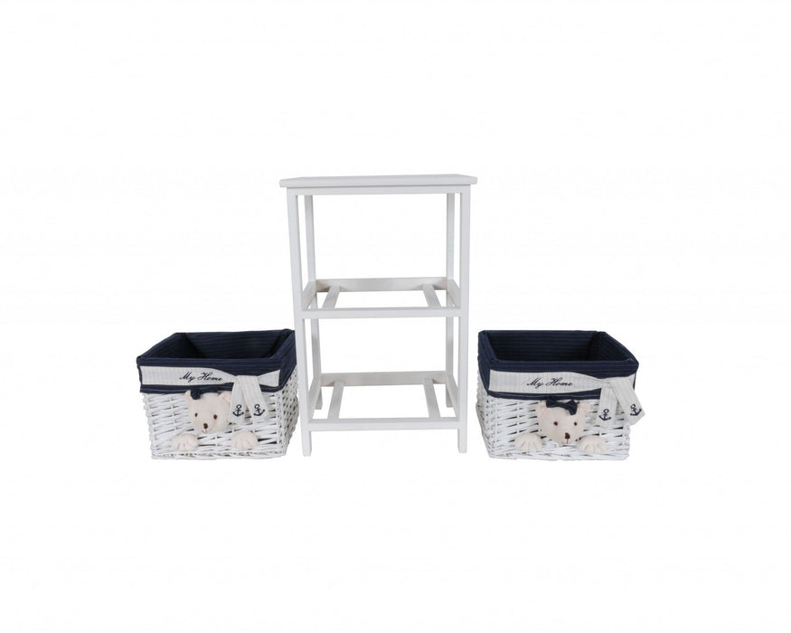 Portable 2 Drawers - White Blue