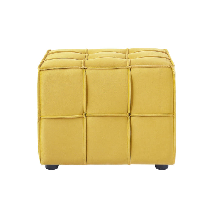 Velvet Cube Ottoman - Yellow / Black