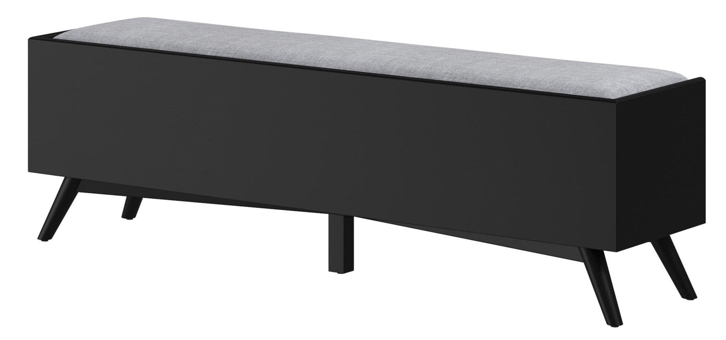 Upholstered Polyester Blend Bench With Drawers - Gray / Black