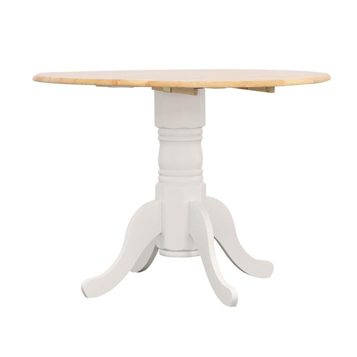 Allison - Drop Leaf Round Dining Table - Natural Brown And White - Simple Home Plus