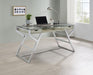 Emelle - 2-Drawer Glass Top Writing Desk - Gray Driftwood And Chrome - Simple Home Plus