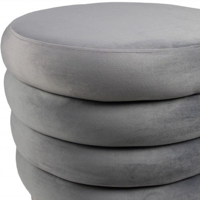 Velvet Tufted Round Cocktail Ottoman - Gray