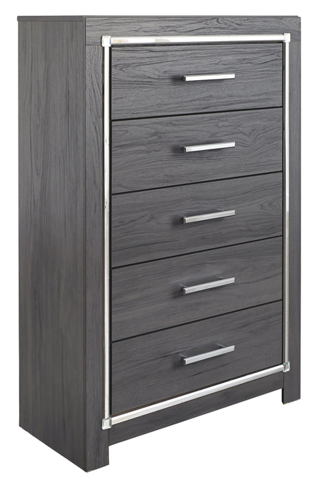 Lodanna - Gray - Five Drawer Chest - Simple Home Plus