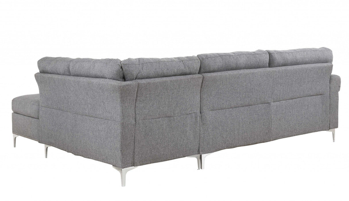 Polyester L Shaped Two Piece Sofa And Chaise Sectional - Gray