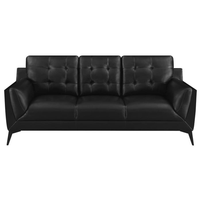 Moira - Upholstered Tufted Sofa With Track Arms - Black - Simple Home Plus