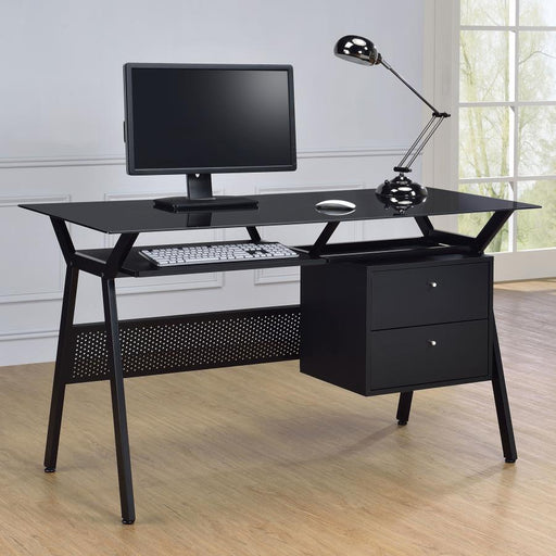 Weaving - 2-Drawer Computer Desk - Black - Simple Home Plus