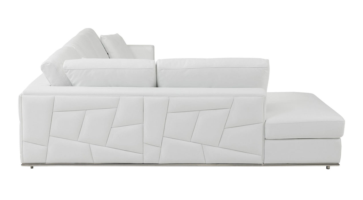 Italian Leather Reclining L Shaped, Two Piece Corner Sectional - White