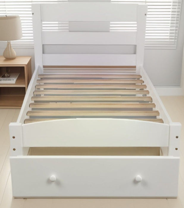 Twin Upholstered Bed - White