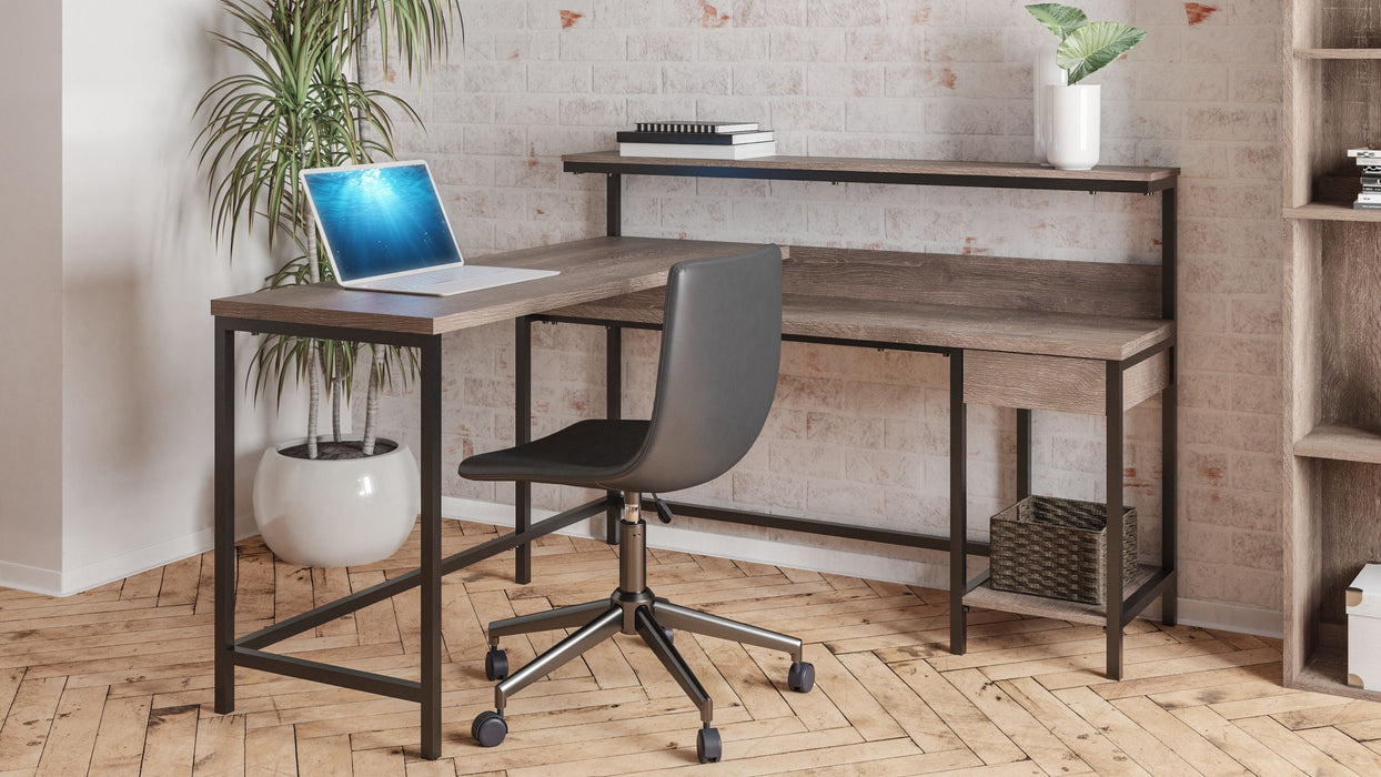 Arlenbry - Gray - L-desk With Storage - Simple Home Plus