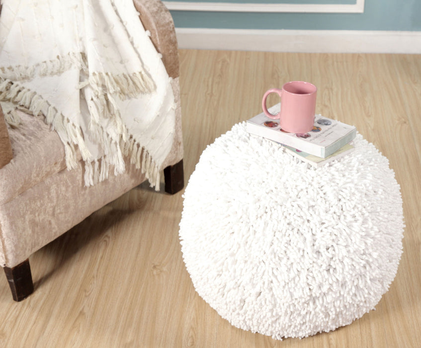 Cotton Round Ottoman - Cream