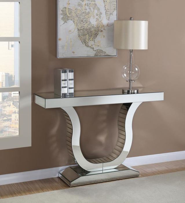 Saanvi - Console Table With U-Shaped Base - Clear Mirror - Simple Home Plus