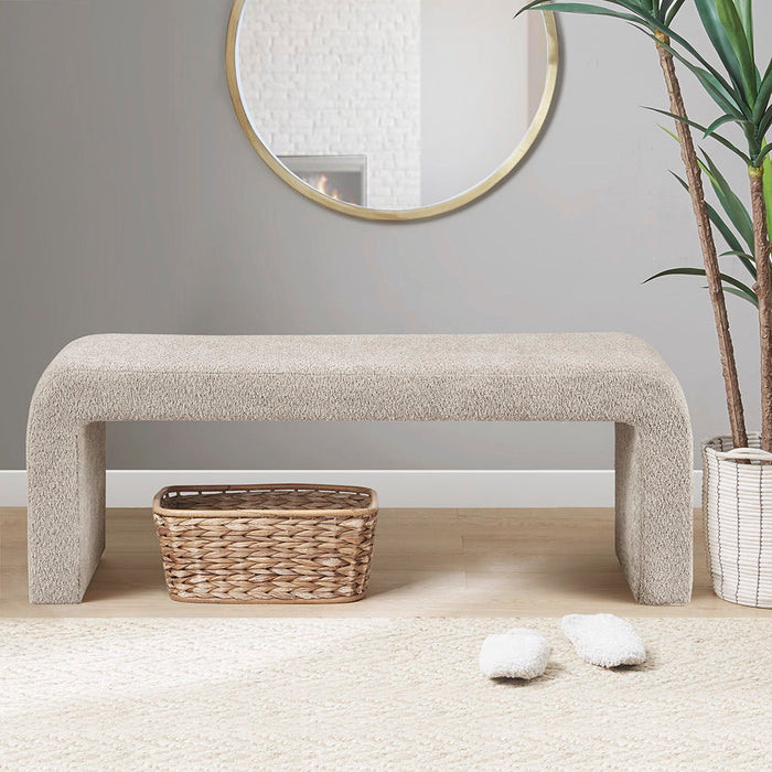 Steve - 52" Boucle Waterfall Bench - Beige