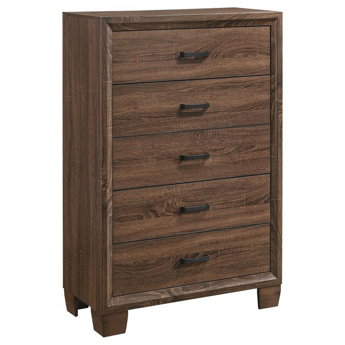 Brandon - 5-Drawer Chest - Medium WArm - Brown - Simple Home Plus