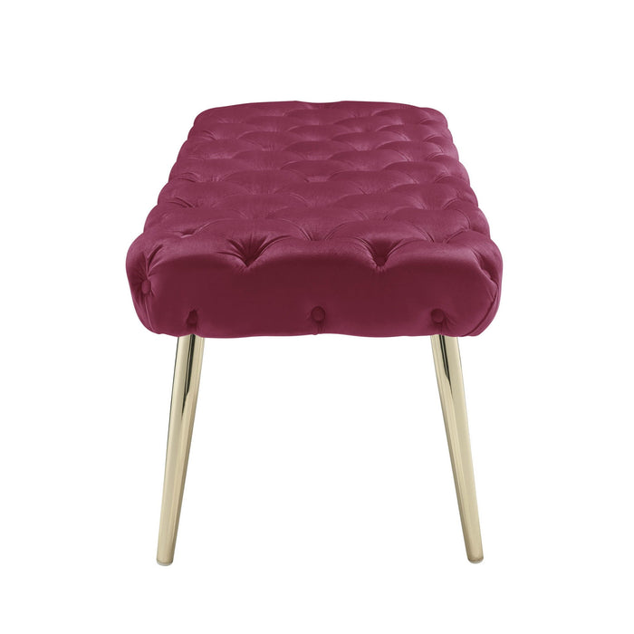 Upholstered Velvet Bench - Gold / Fuchsia