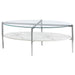 Cadee - Round Glass Top Coffee Table - White And Chrome - Simple Home Plus