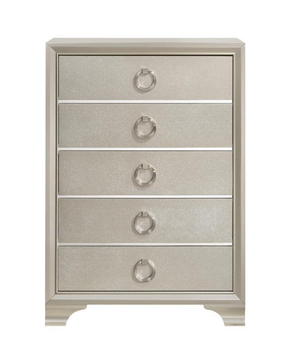 Salford - 5-Drawer Chest - Metallic Sterling - Simple Home Plus