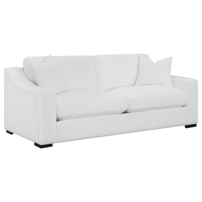 Ashlyn - Upholstered Sloped Arms Sofa - White - Simple Home Plus