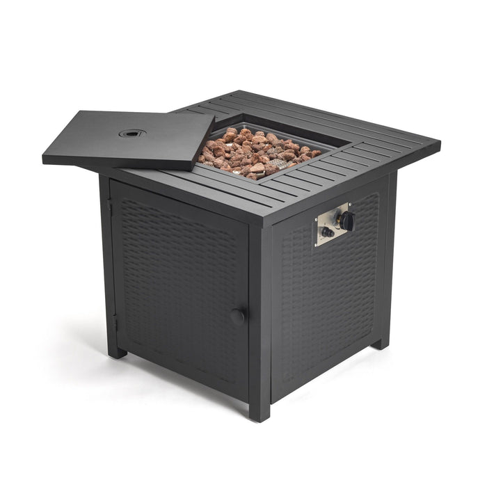 Matte Square Propane Fire Pit With Cover - Black