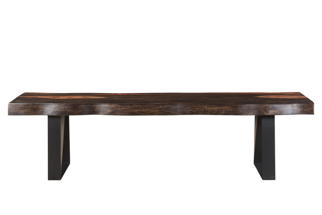 Solid Wood Dining Bench - Dark Brown / Black