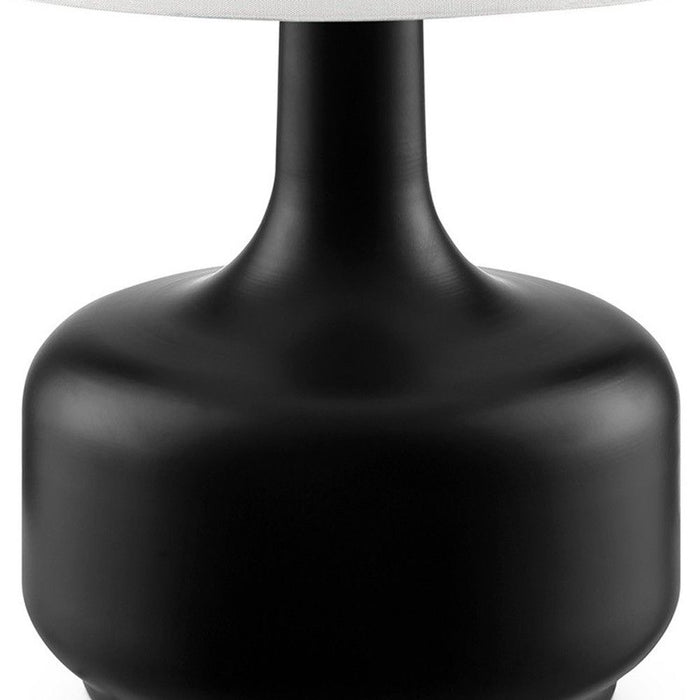 Metal Bedside Table Lamp With White Shade - Black