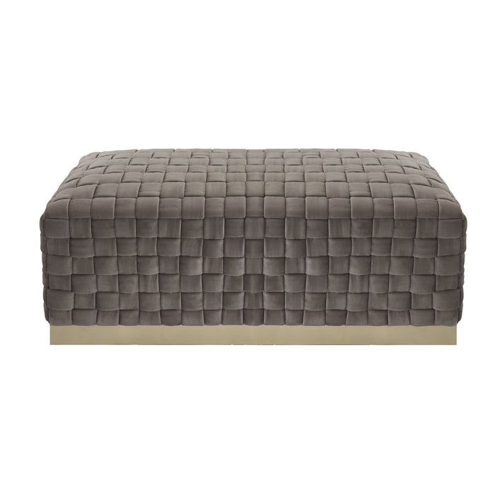 Upholstered Velvet Bench - Taupe / Gold