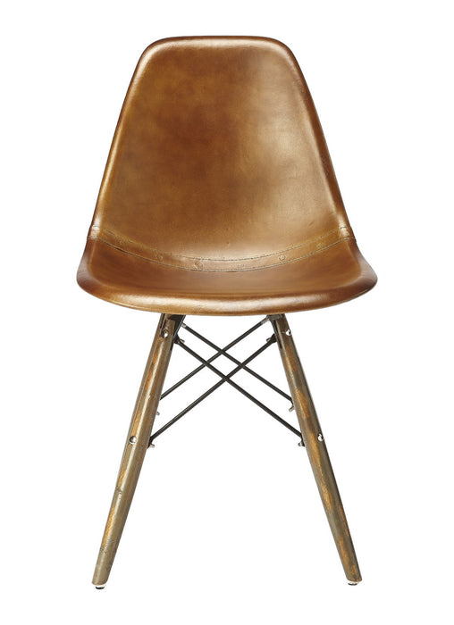 Faux Leather Side Chair - Brown / Copper