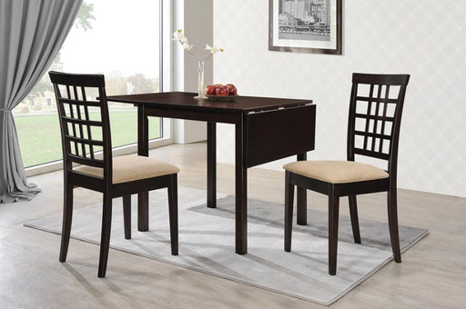 Kelso - 3 Piece Drop Leaf Dining Set - Cappuccino And Tan - Simple Home Plus