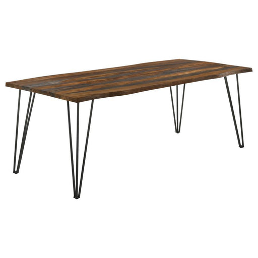 Neve - Live-Edge Dining Table With Hairpin Legs - Sheesham Gray And Gunmetal - Simple Home Plus