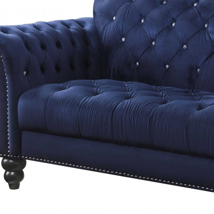 Velvet Loveseat - Navy Blue / Black