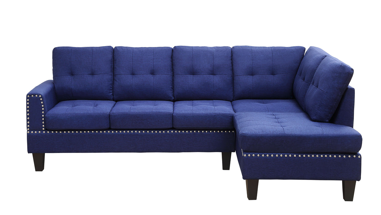 Linen L Shaped Two Piece Corner Sectional - Blue