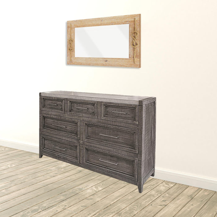 Solid Wood Seven Drawer Triple Dresser - Gray