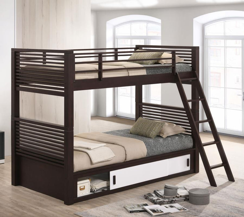 Oliver - Twin Over Twin Bunk Bed - Java - Simple Home Plus