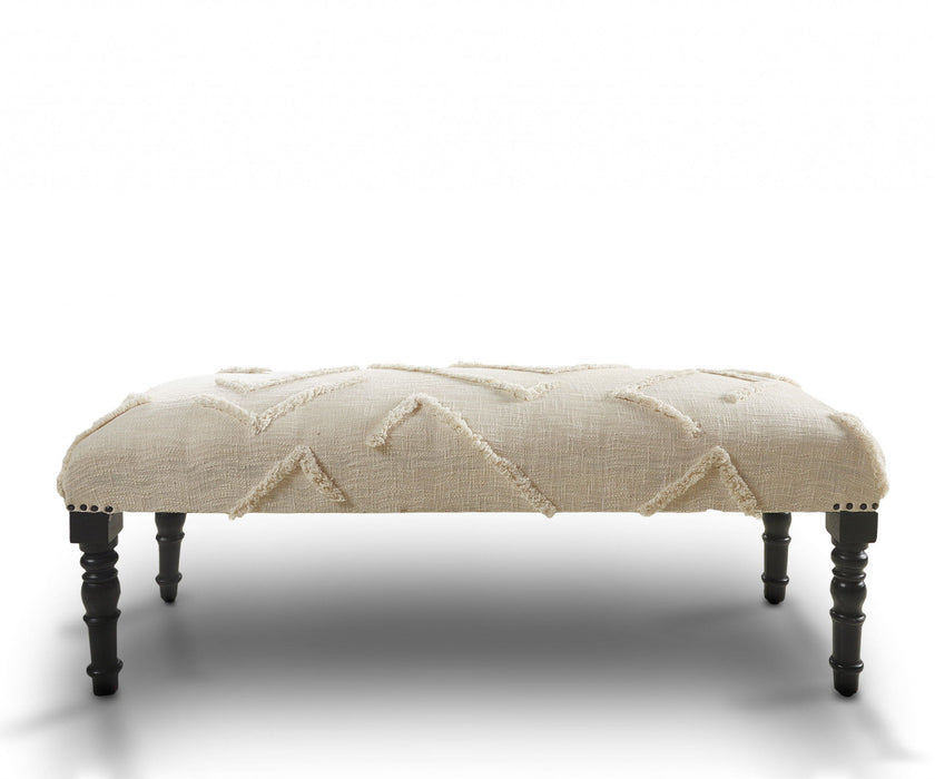 Leg Abstract Upholstered Bench - Cream / Black