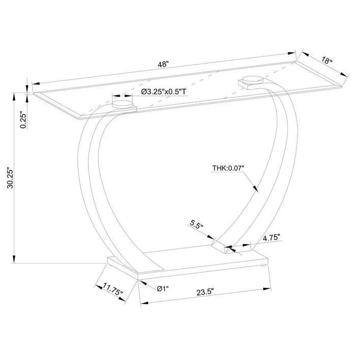 Pruitt - Glass Top Metal Base Console Table - Satin - Simple Home Plus