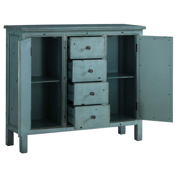 Rue - 4-Drawer Accent Cabinet - Antique Blue - Simple Home Plus